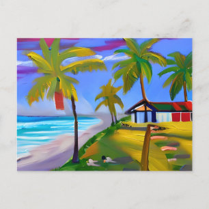 Person and Dog Laying by Beach   Vacation Postcard