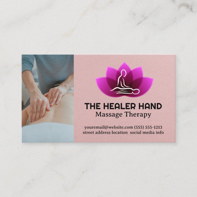 Person Getting Massage | Salon Logo Business Card (Front)