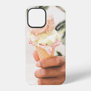 Person holding ice cream cone with three flavours  iPhone 12 case