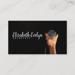 Person Holding Microphone Business Card