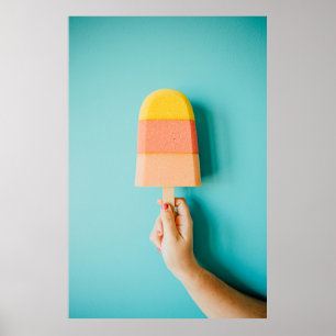 Person holding yellow and brown ice cream cone poster