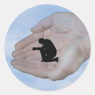 Person in Prayer, in God's Hands Classic Round Sticker
