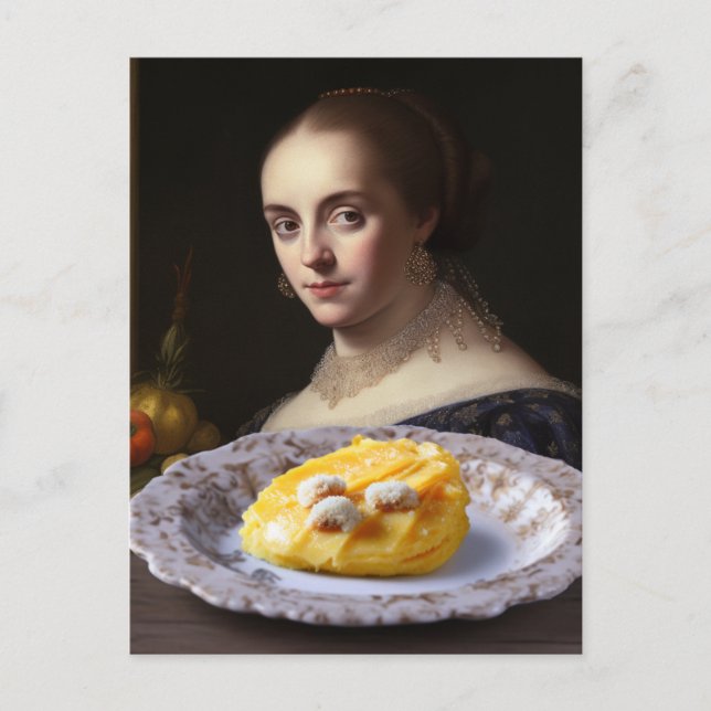 Person in the Painting Looking at Food Postcard (Front)