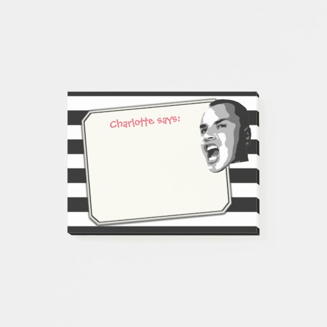 Person Shouting on Black Stripes on any Colour Post-it Notes (Front)