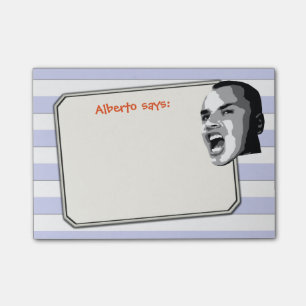 Person Shouting on Pastel Blue Stripes any Colour Post-it Notes