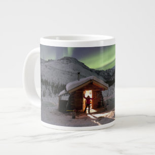 Person stands in doorway of Caribou Bluff cabin Large Coffee Mug