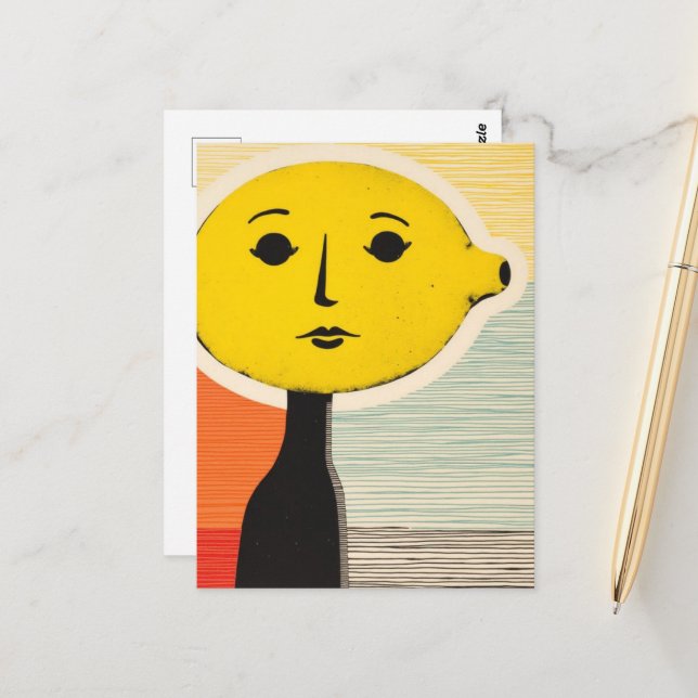 Person with a Lemon for a Head Postcard (Front/Back In Situ)