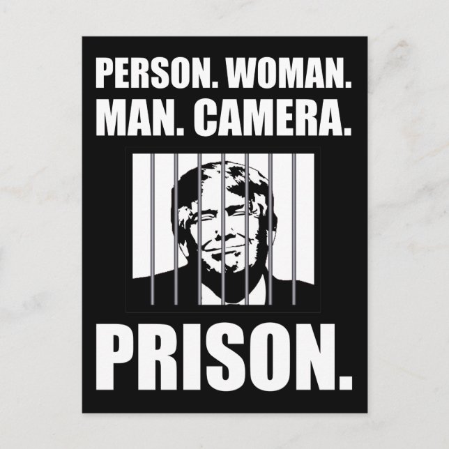 Person. Woman. Man. Camera. Prison. Postcard (Front)