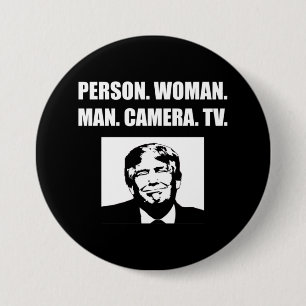 Person. Woman. Man. Camera. TV. Anti-Trump 7.5 Cm Round Badge