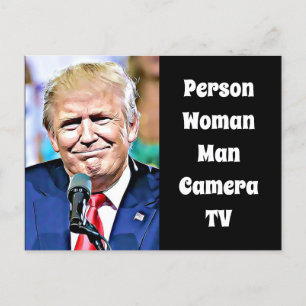 Person, Woman, Man, Camera, TV, funny Anti Trump Postcard