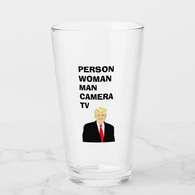Person Woman Man Camera TV Funny Trump Glass (Front)