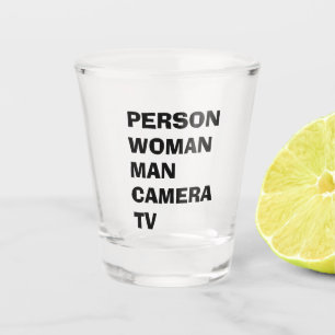 Person Woman Man Camera TV Funny Trump Shot Glass