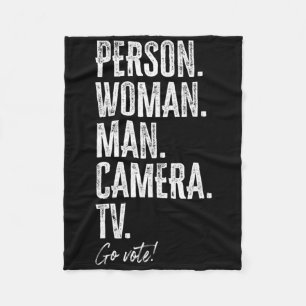 Person. Woman. Man. Camera. Tv. Go Vote Anti Trump Fleece Blanket