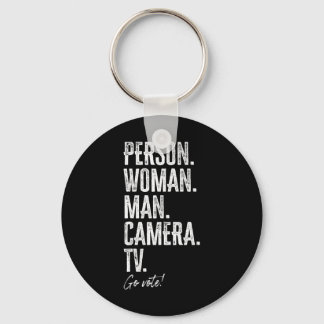 Person. Woman. Man. Camera. Tv. Go Vote Anti Trump Key Ring
