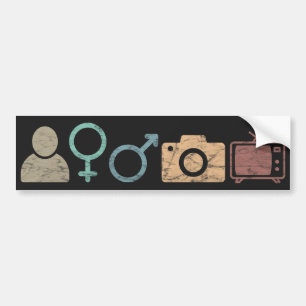 Person Woman Man Camera TV Symbol and icon Bumper Sticker