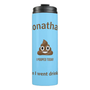 PersonaIized I Pooped Today Poo Emoji on Blue Thermal Tumbler