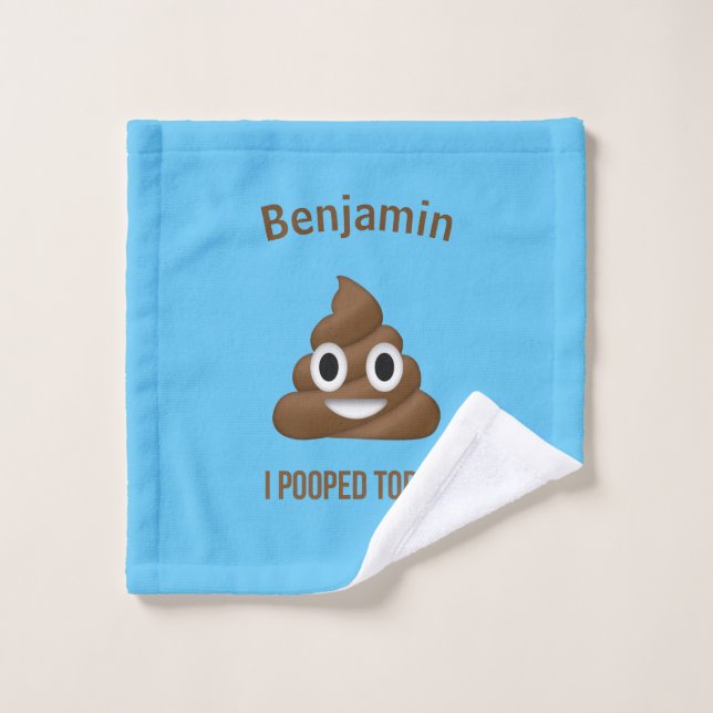 PersonaIized I Pooped Today Poo Emoji on Blue Wash Cloth (Wash Cloth)