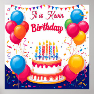 Personailed 🎉 Colourful Birthday Balloons Party W Poster