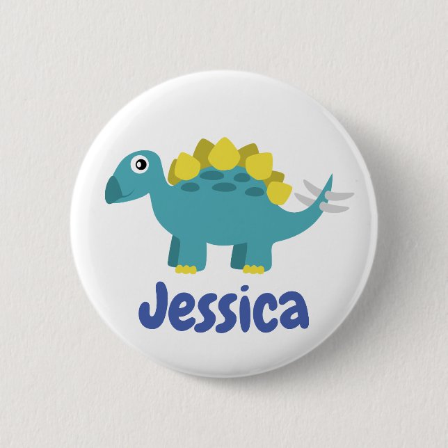 Personailsed Dinosaur Stegosaurus Kids Name 6 Cm Round Badge (Front)