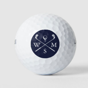 Personaized Elegant Monogram Navy Blue Golf Balls