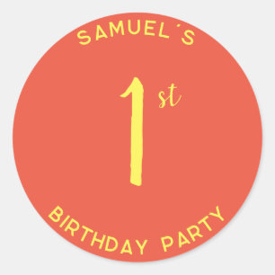 Personal 1st Birthday Party First Birthday Classic Round Sticker