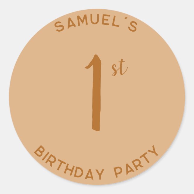 Personal 1st Birthday Party First Birthday Red Classic Round Sticker (Front)