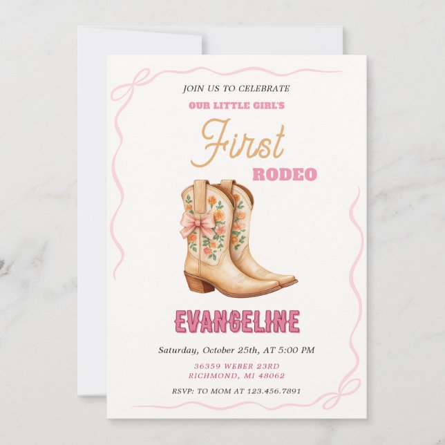 Personal 1st Rodeo Wild West birthday party Invitation (Front)