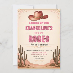 Personal 1st Rodeo Wild West Western birthday Invitation