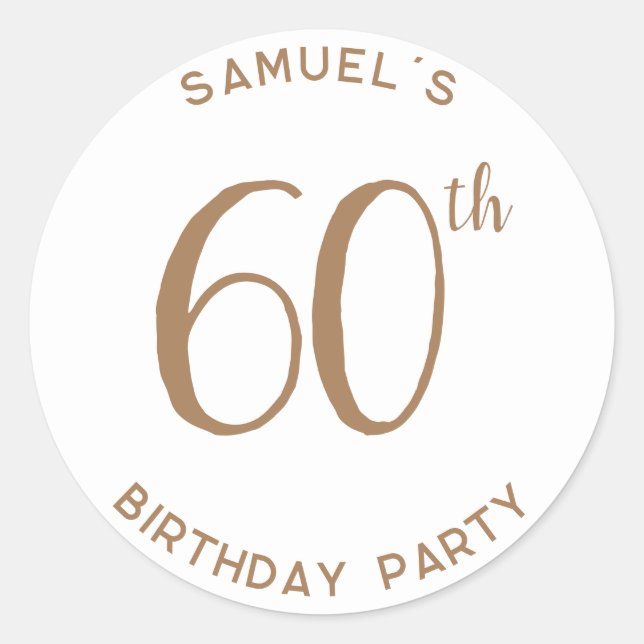 Personal 60th Birthday Party Modern Classic Round Sticker (Front)