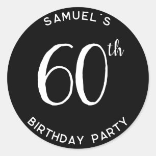 Personal 60th Birthday Party Modern Classic Round Sticker