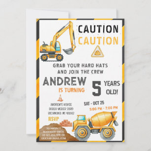Personal A Contemporary Construction Birthday Bash Invitation