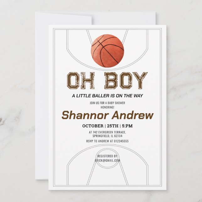 Personal A Little Baller Basketball Baby Shower Invitation (Front)