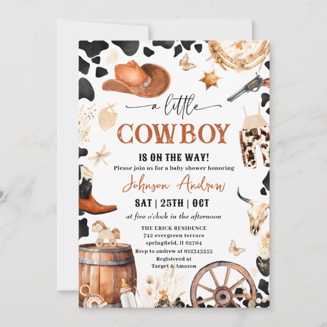 Personal A Little CowBoy Baby Shower  Invitation (Front)