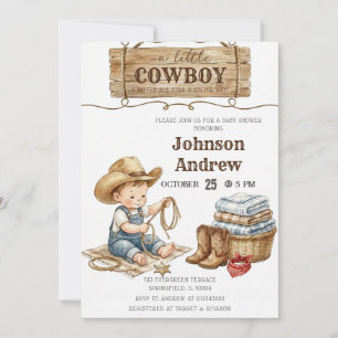 Personal A Little Cowboy Baby Shower Invitation