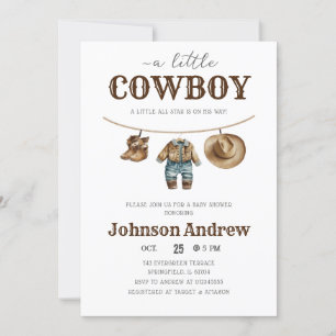 Personal A Little Cowboy Baby Shower Invitation