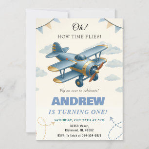 Personal Airplane 1st Birthday baby party Invitation