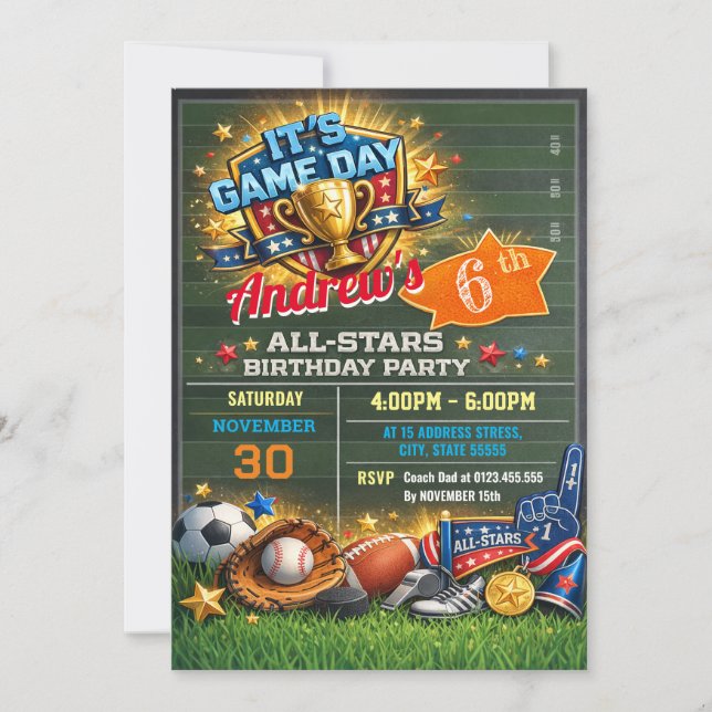 Personal All Star Birthday For kid Invitation  (Front)