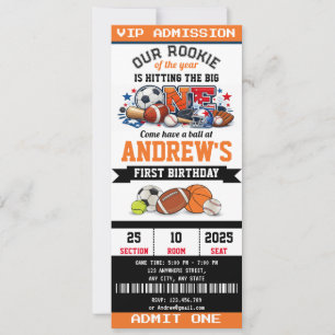 Personal All Star Sport First Birthday Invitation