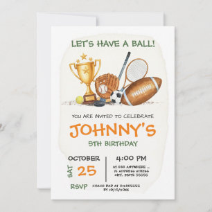 Personal All Star Sports Birthday Party Invitation