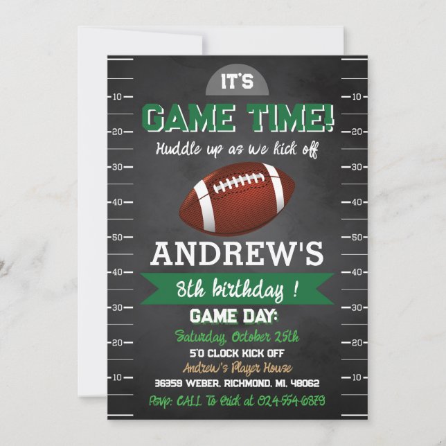 Personal American football Birthday Invitation (Front)