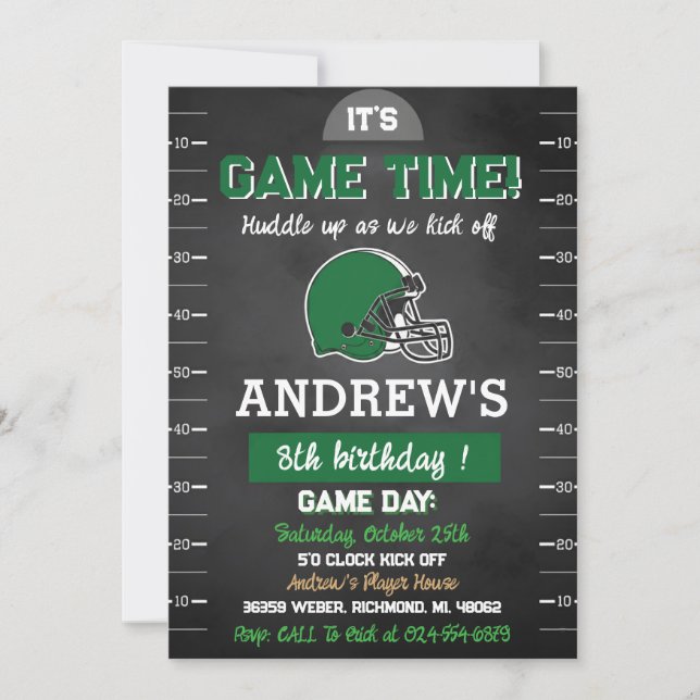 Personal American football Birthday Invitation (Front)