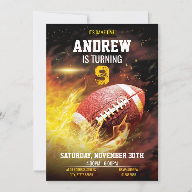 Personal American Football Birthday Party Invitation (Front)