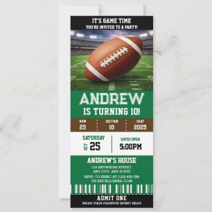 Personal American Football Birthday Party Ticket Invitation