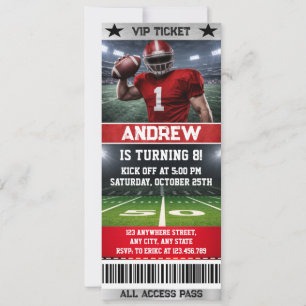 Personal American Football Game Ticket birthday Invitation