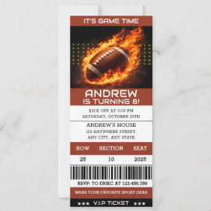 Personal American Football theme Ticket birthday Invitation