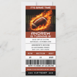 Personal American Football theme Ticket birthday Invitation