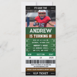 Personal American Football Ticket birthday Photo Invitation