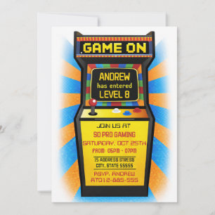 Personal Arcade Video Game birthday invitation
