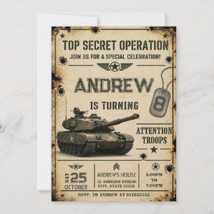 Personal Army Tank Birthday Invitation