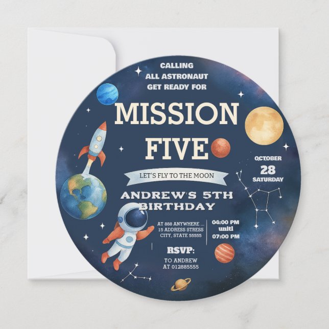 Personal astronaut Space birthday Invitations (Front)